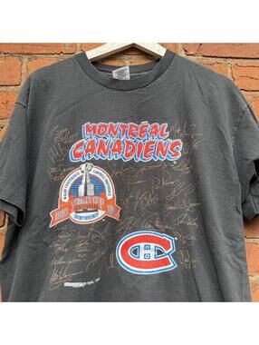 vintage Montreal Canadiens stanley cup signatures t shirt XL